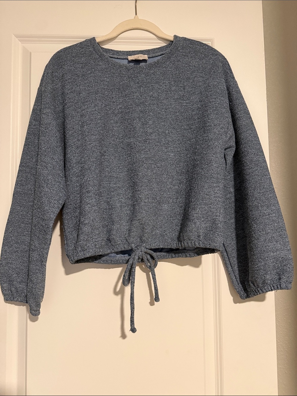 LOFT Light Blue Crewneck Textured Knit Sweater